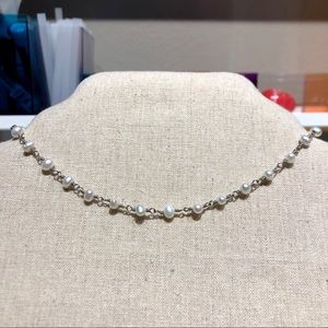 silver pearl choker necklace